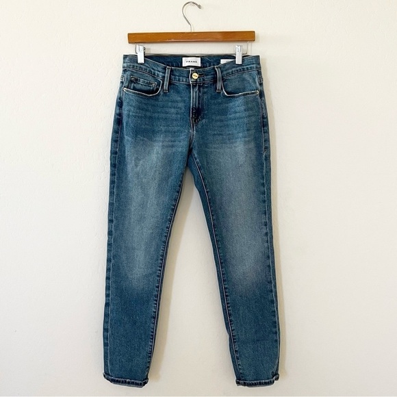 Frame Jeans Blue Le Garcon Imogen Organic Cotton Medium Wash - Picture 1 of 5